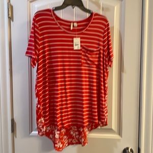 NWT Cato red and white top